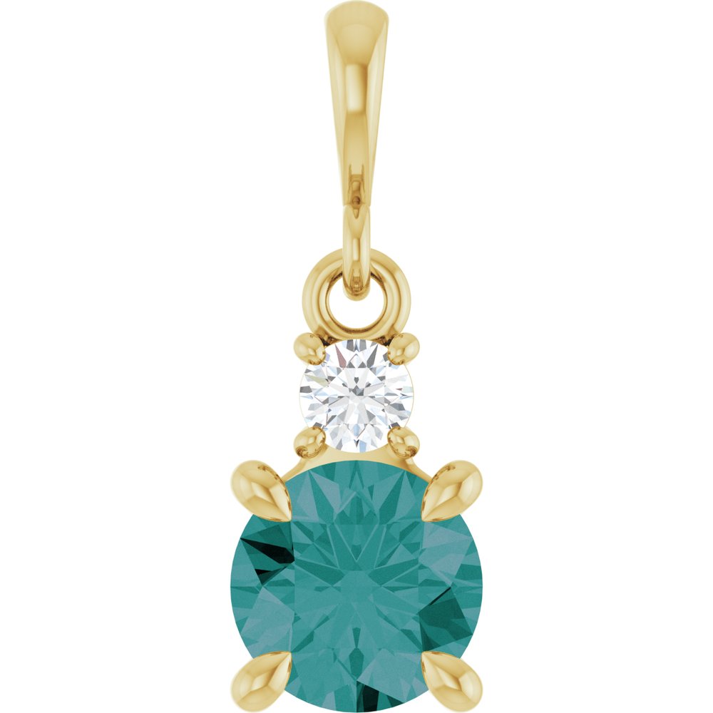 14K Yellow Gold Lab-Grown Alexandrite & .07 CT Natural Diamond Pendant
