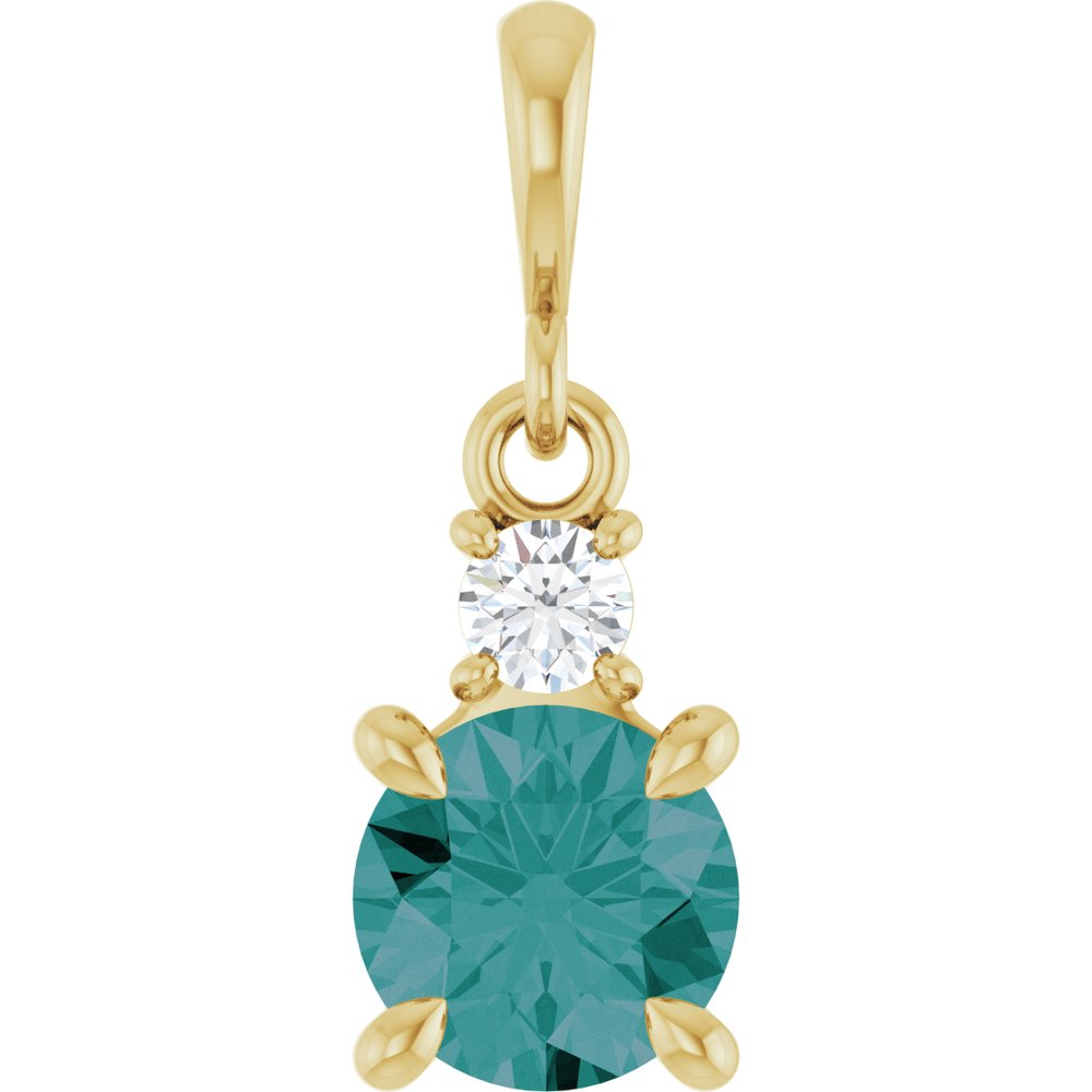 14K Yellow Gold Lab-Grown Alexandrite & .07 CT Natural Diamond Pendant