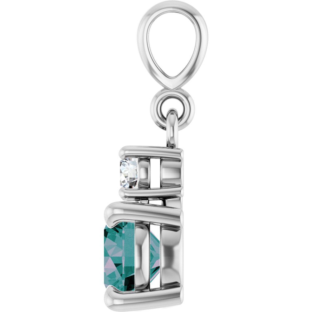 14K White Gold Lab-Grown Alexandrite & .07 CT Natural Diamond Pendant