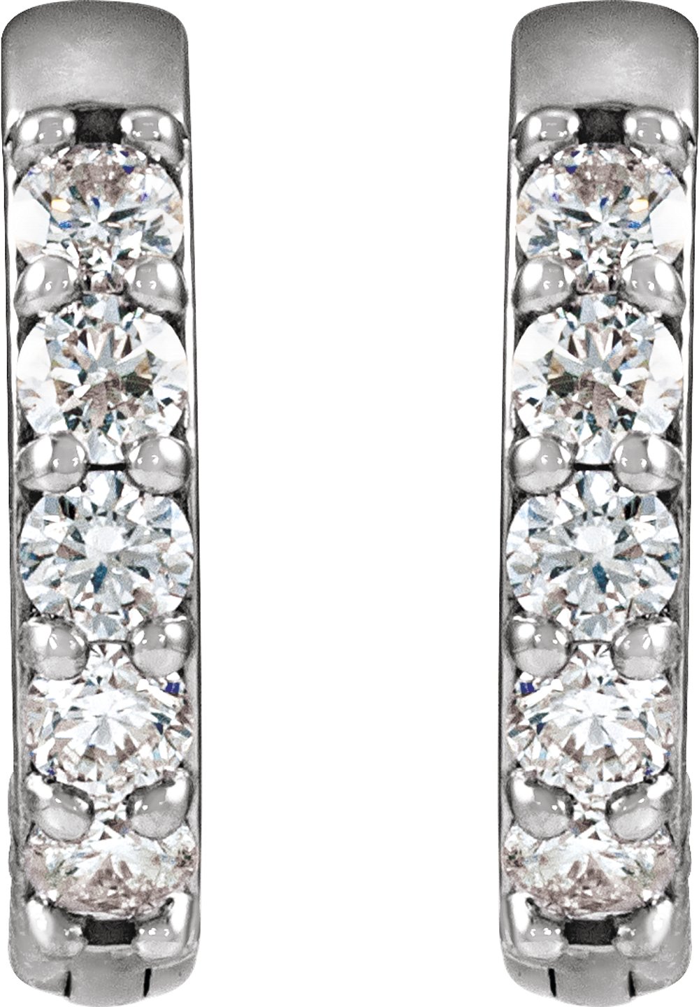 14K White Gold 1/4 CTW Natural Diamond Hinged 12.5 mm Hoop Earrings