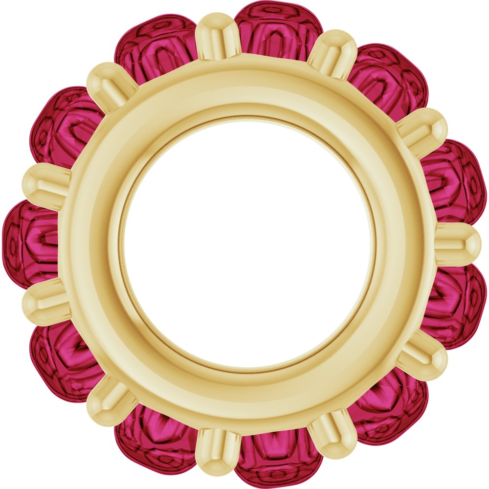 14K Yellow Gold Lab-Grown Ruby Cabochon Spacer Charm/Pendant
