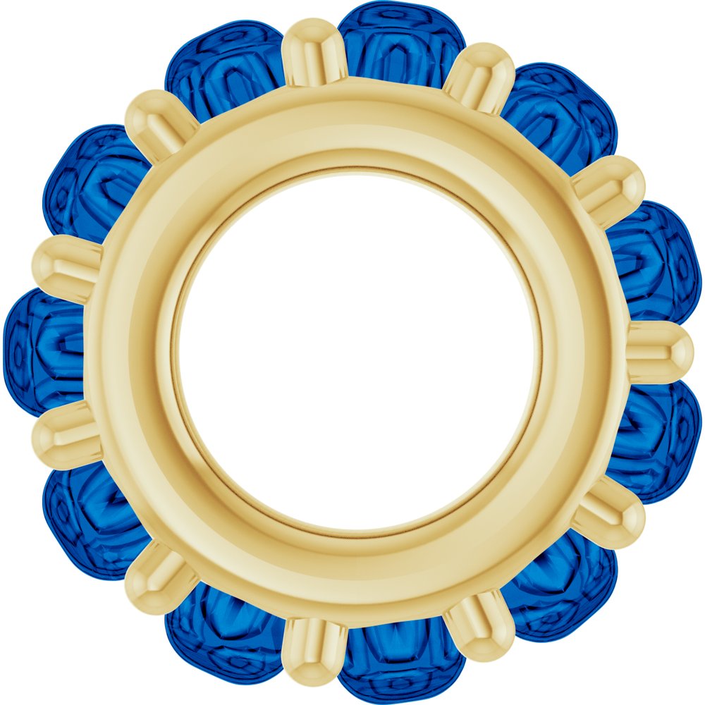 14K Yellow Gold Lab-Grown Blue Sapphire Cabochon Spacer Charm/Pendant