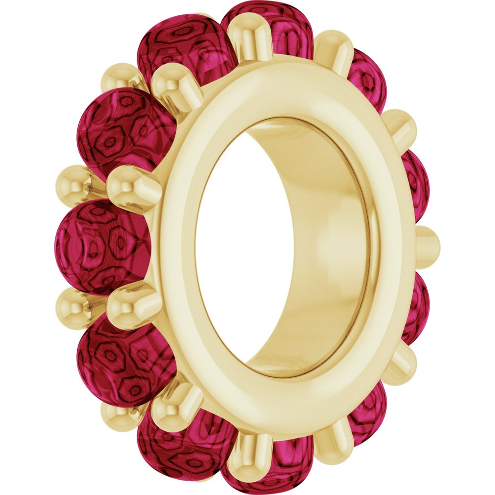 14K Yellow Gold Lab-Grown Ruby Cabochon Spacer Charm/Pendant
