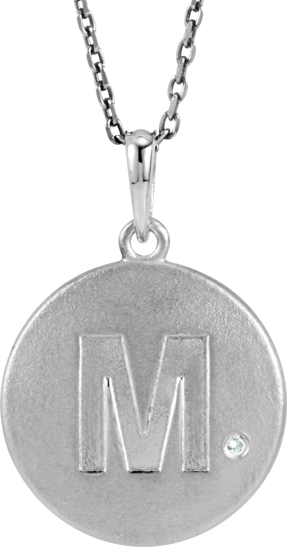 Sterling Silver .005 CTW Diamond Initial M 18" Necklace
