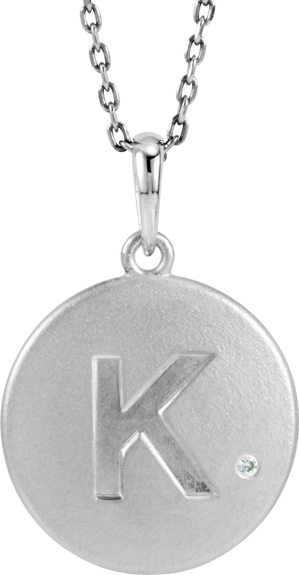 Sterling Silver .005 CTW Natural Diamond Initial K 18" Necklace