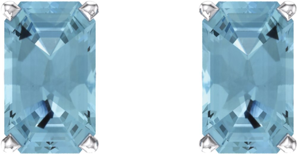 14K White Gold Natural Aquamarine Scroll Setting® Earrings