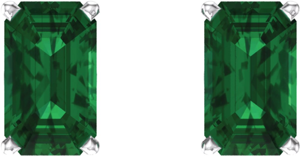 14K White Gold Lab-Grown Emerald Scroll Setting® Earrings
