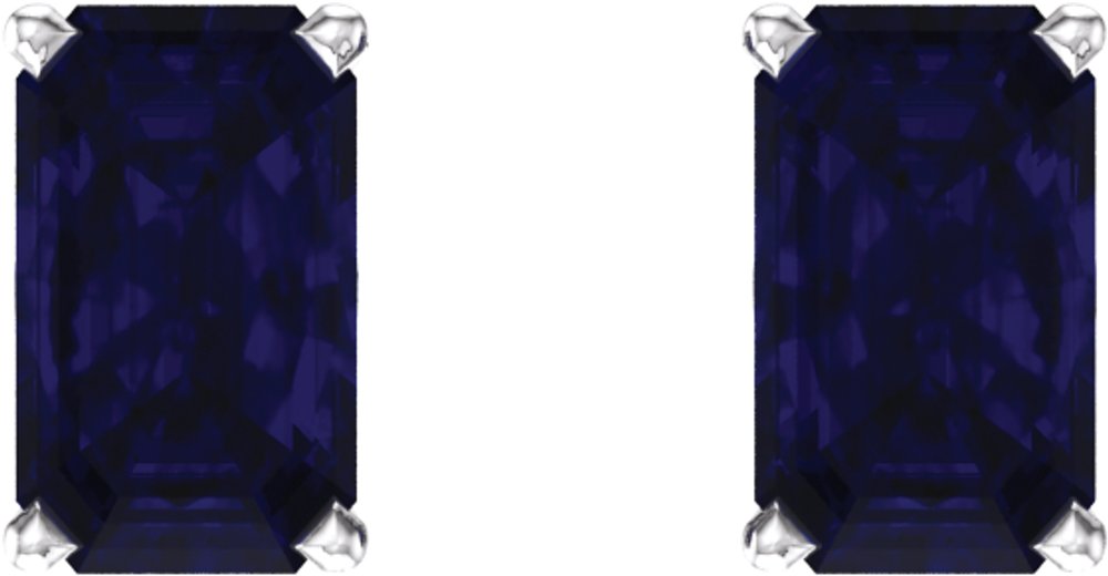 14K White Lab-Grown Blue Sapphire Earrings