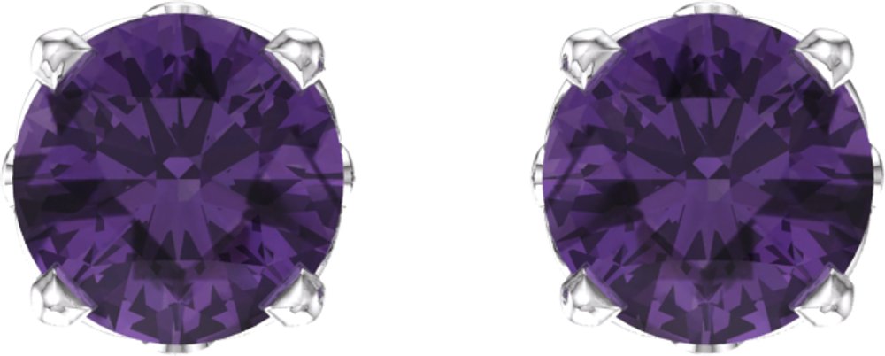 14K White Gold Natural Amethyst Scroll Setting® Stud Earrings