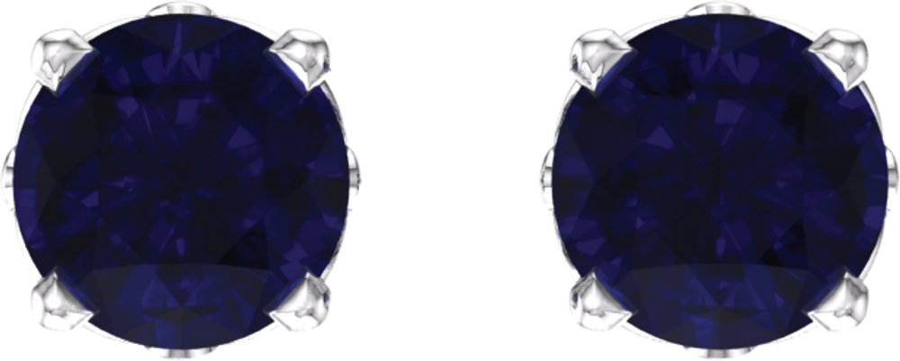 14K White Gold Lab-Grown Blue Sapphire Scroll Setting® Stud Earrings