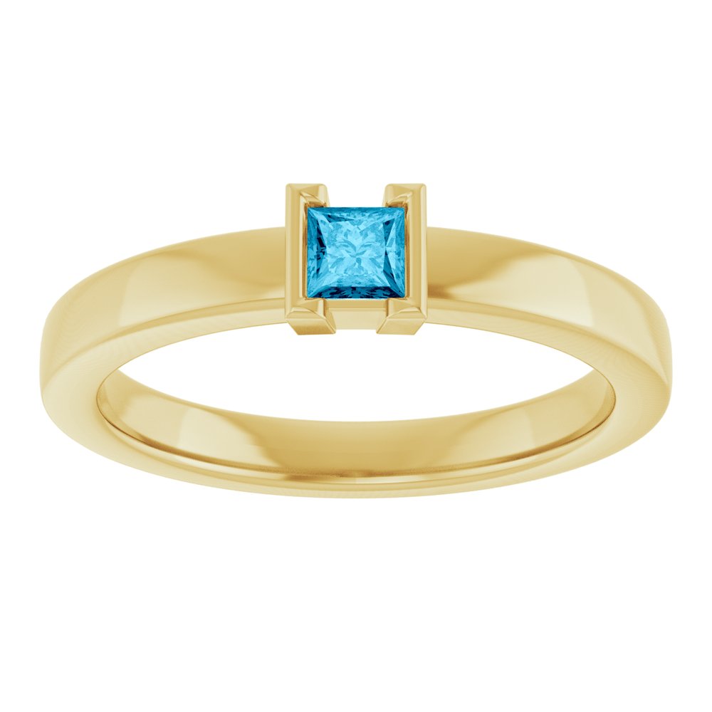 14K Yellow Gold Natural Aquamarine Family Stackable Ring