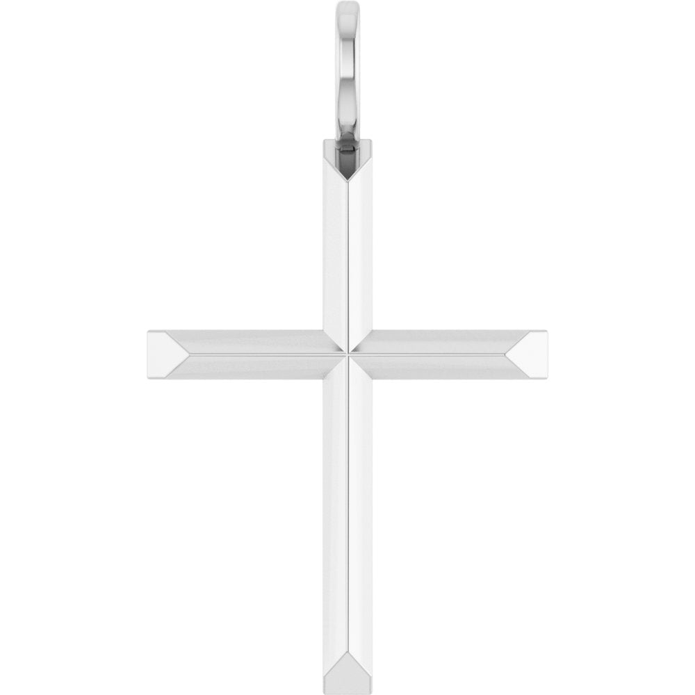14K White Gold Knife-Edge Cross Charm/Pendant