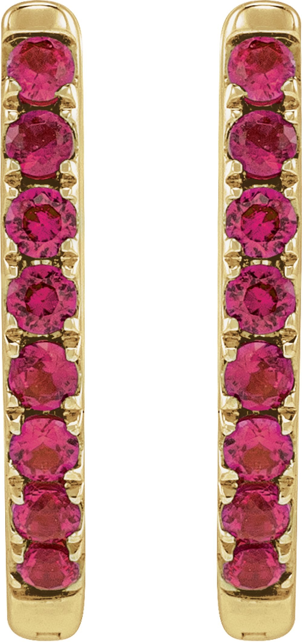 14K Yellow Gold Lab-Grown Ruby 12.95 mm Hoop Earrings