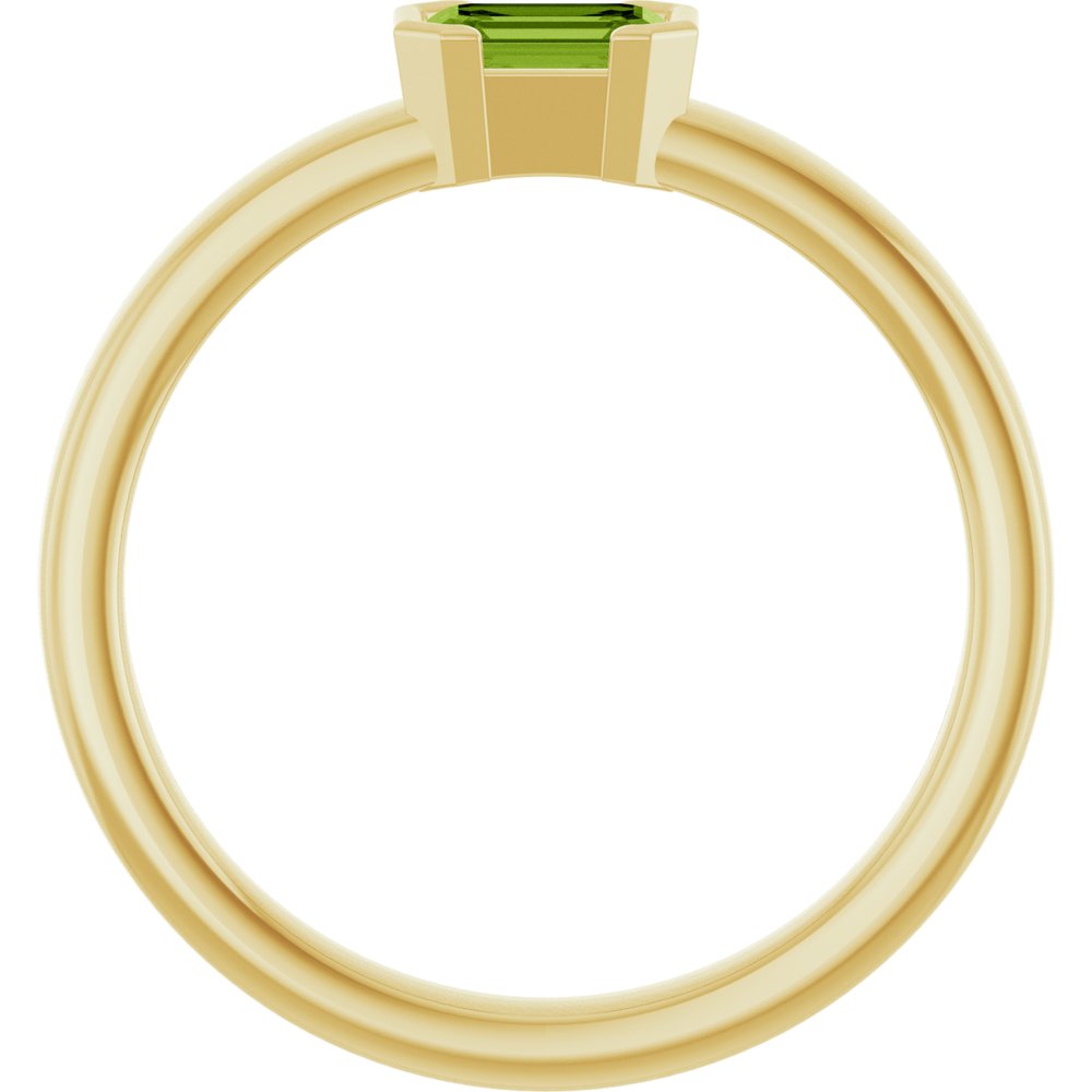 14K Yellow Gold Natural Peridot Family Stackable Ring