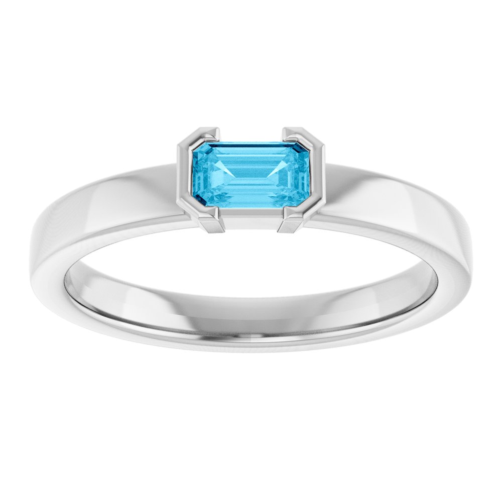 Sterling Silver Natural Aquamarine Family Stackable Ring