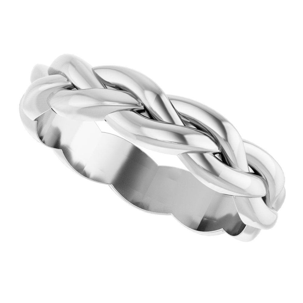 14K White Gold 4 mm Woven-Design Band