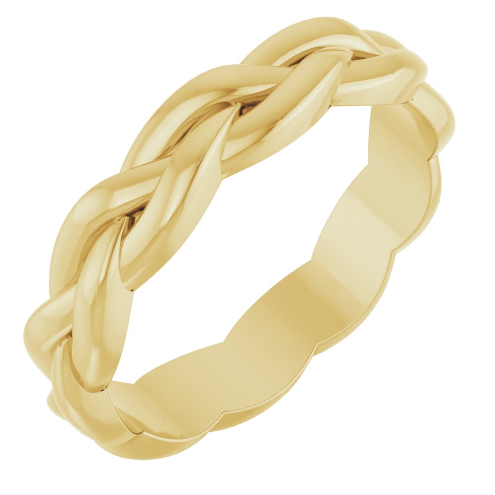18K Yellow Gold 4 mm Woven-Design Band Size 7.5