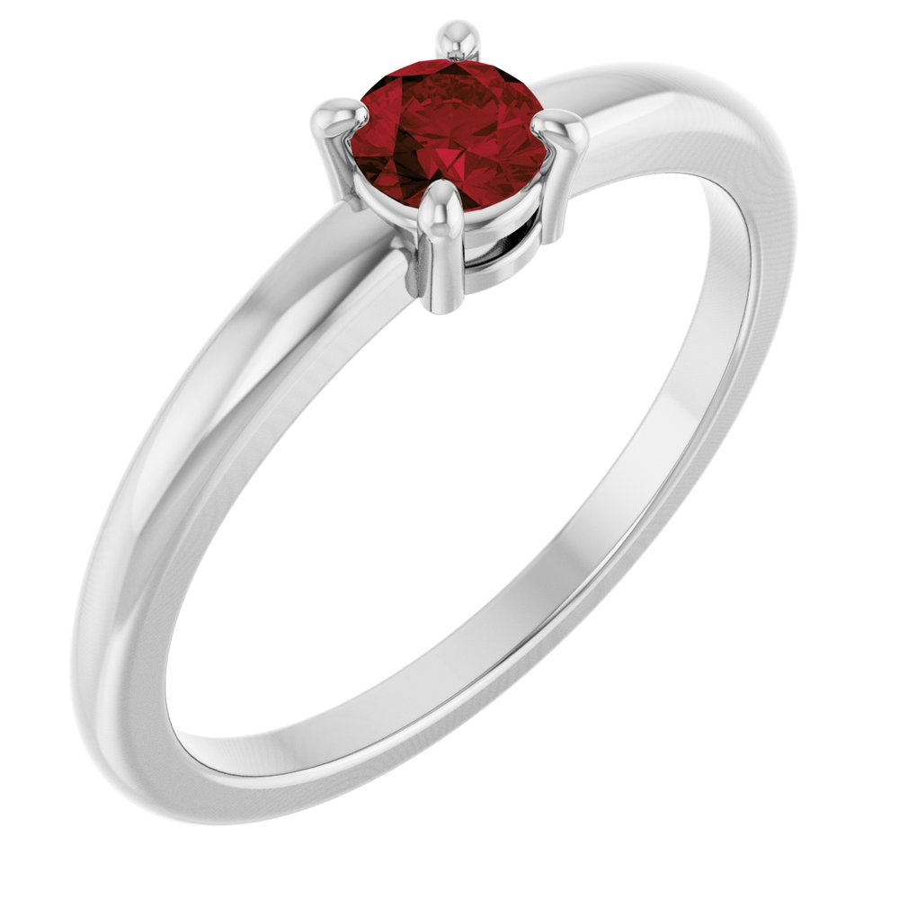 14K White Gold Natural Mozambique Garnet Ring