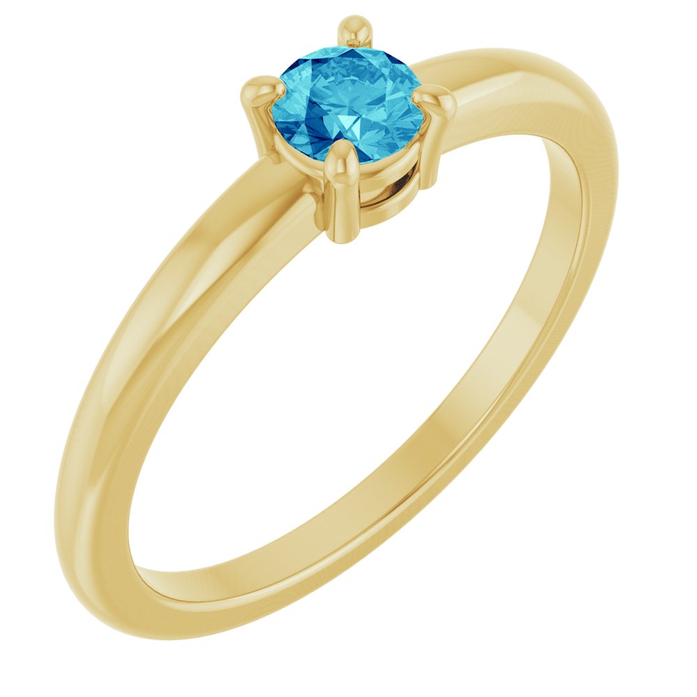 14K Yellow Gold Natural Blue Zircon Ring