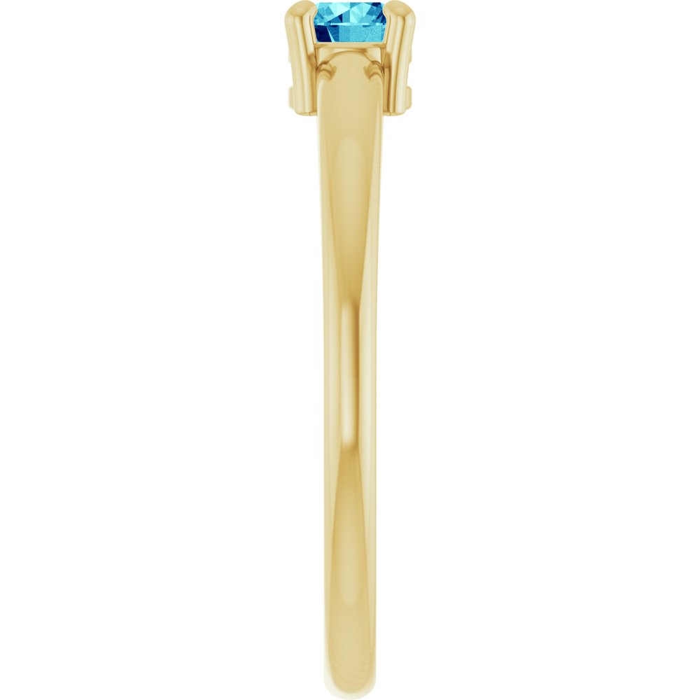 14K Yellow Gold Natural Blue Zircon Ring