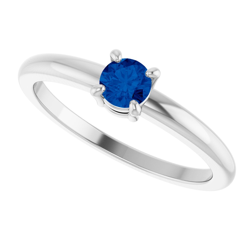 14K White Gold Natural Blue Sapphire Ring