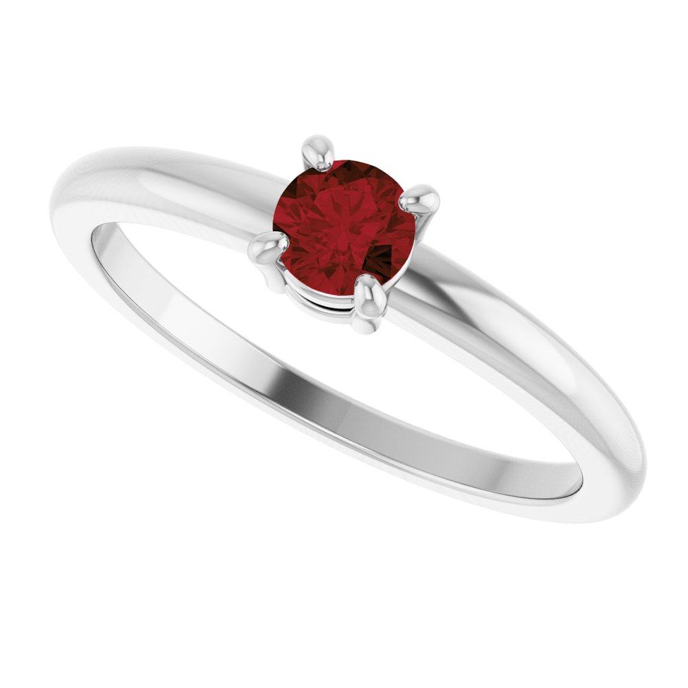 14K White Gold Natural Mozambique Garnet Ring