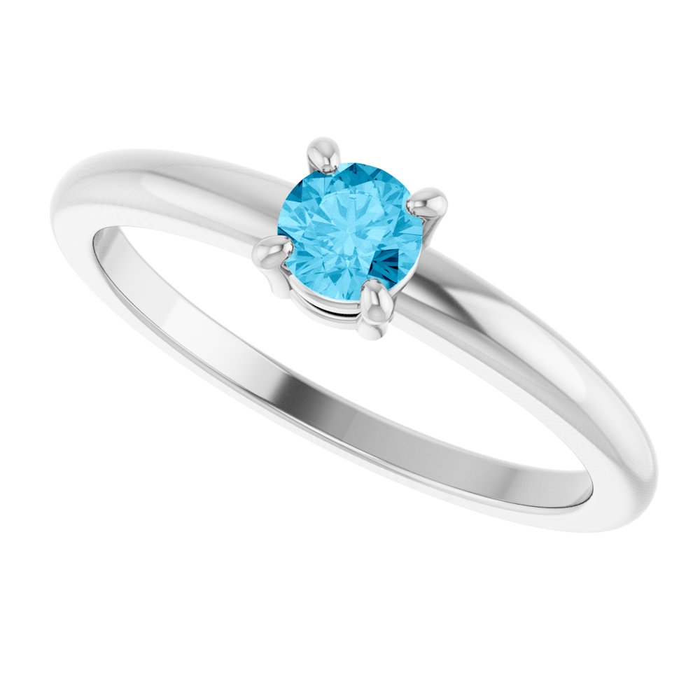 14K White Gold Natural Aquamarine Ring