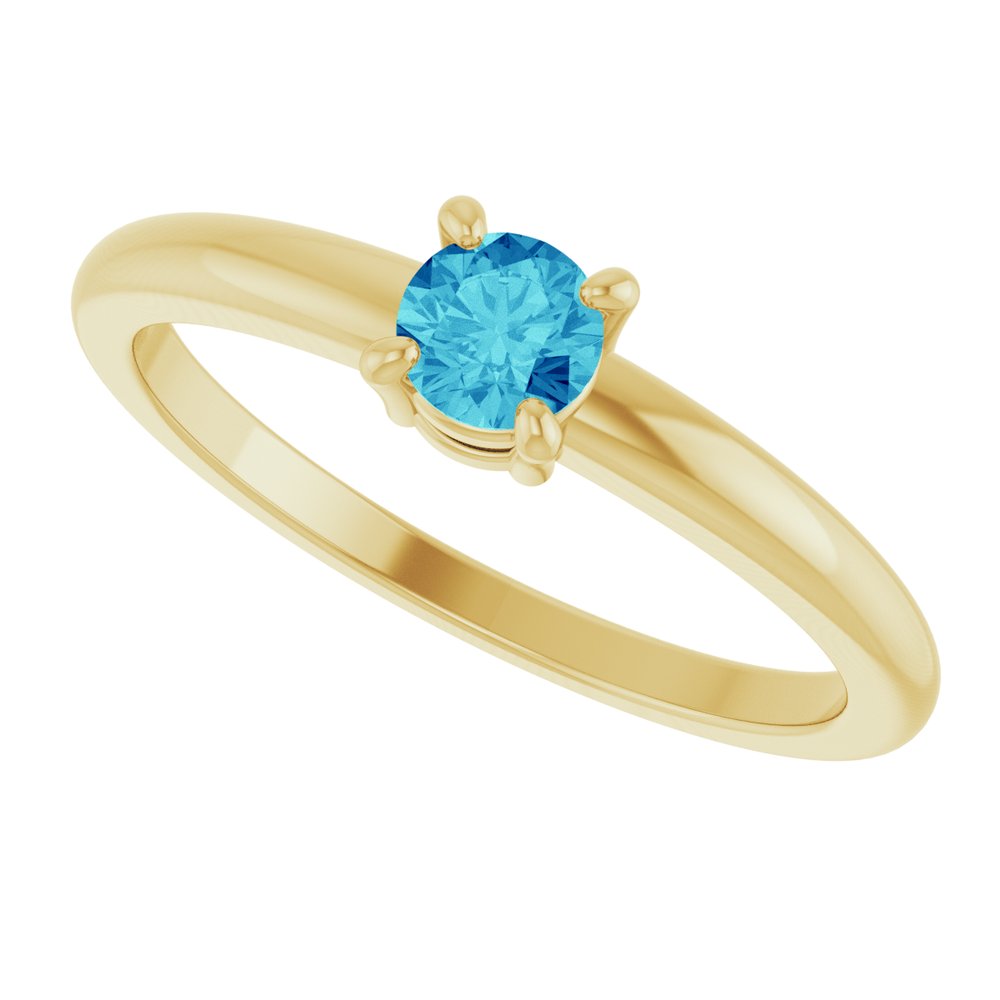 14K Yellow Gold Natural Blue Zircon Ring