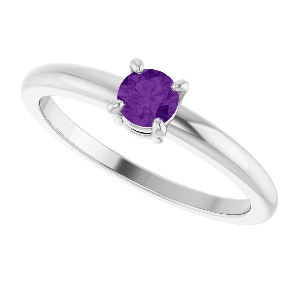 14K White Gold Natural Amethyst Ring