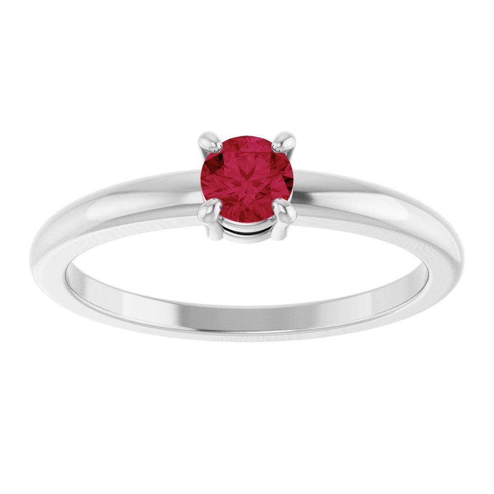 14K White Gold Natural Ruby Ring