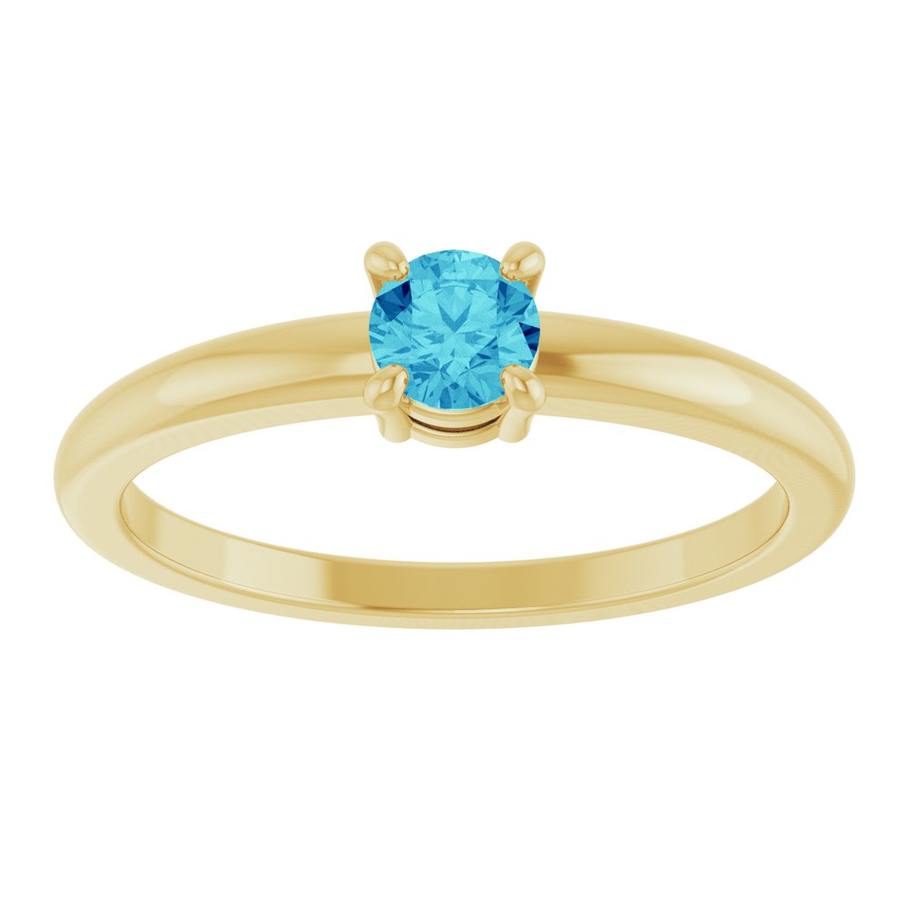 14K Yellow Gold Natural Blue Zircon Ring