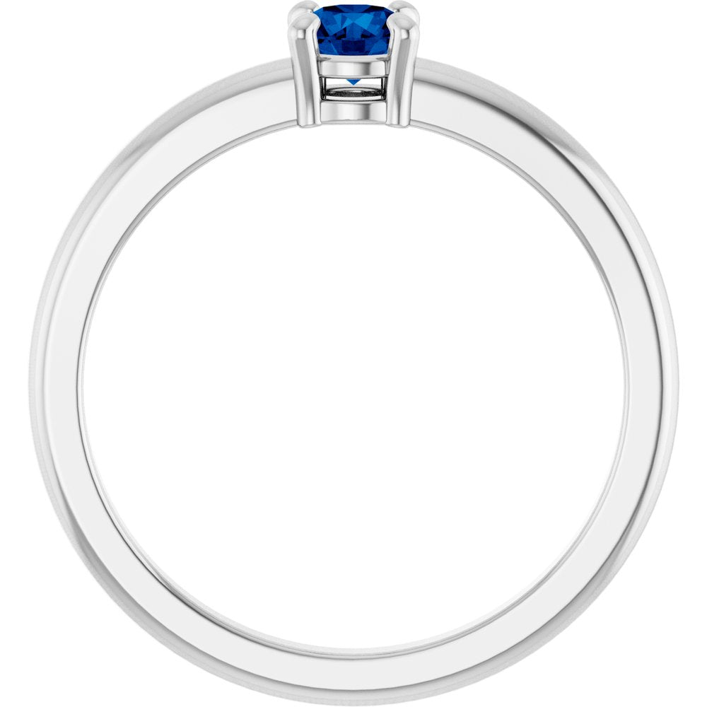 14K White Gold Natural Blue Sapphire Ring