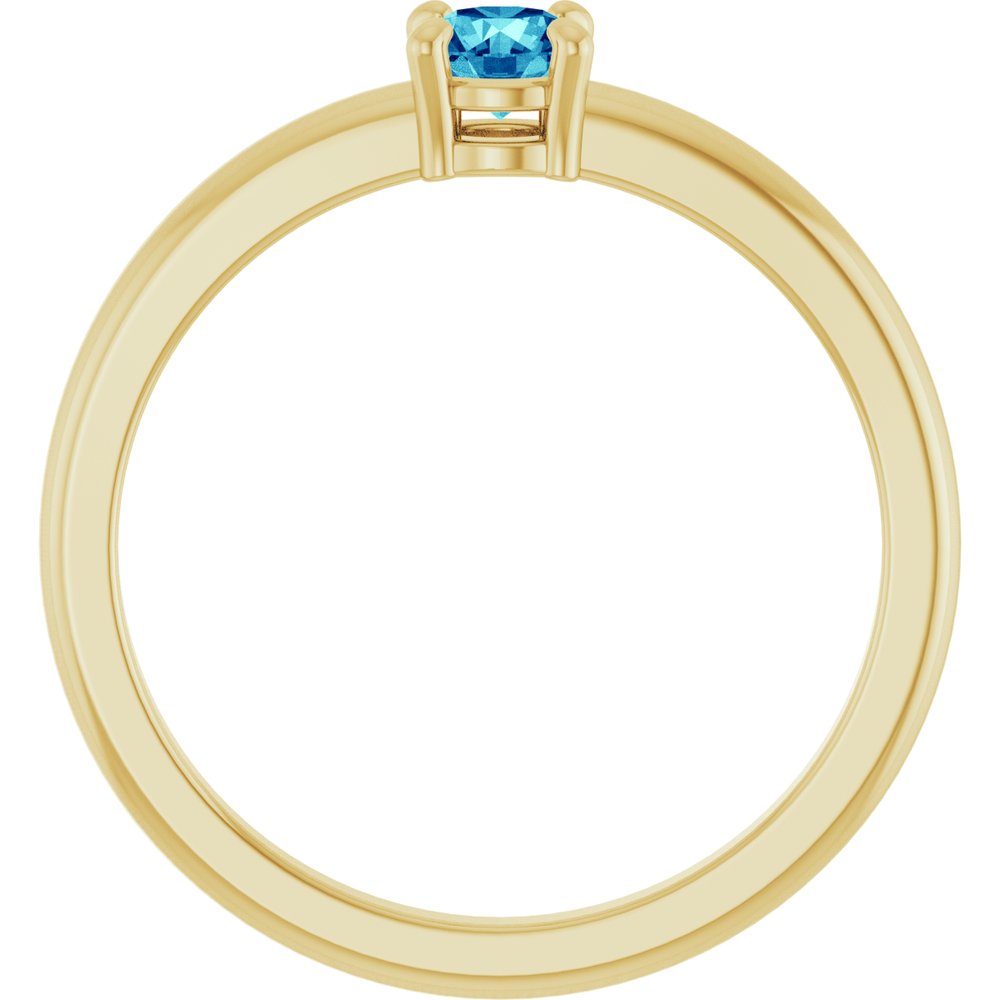 14K Yellow Gold Natural Blue Zircon Ring