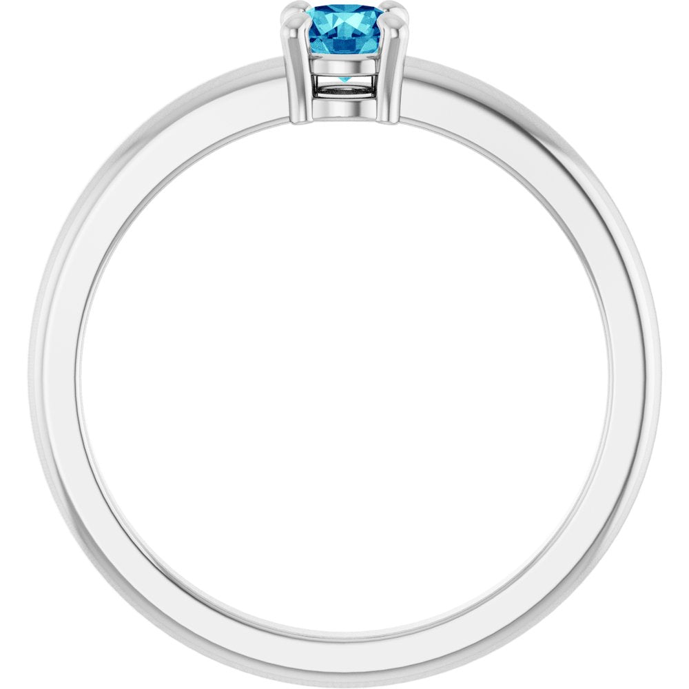 14K White Gold Natural Blue Zircon Ring