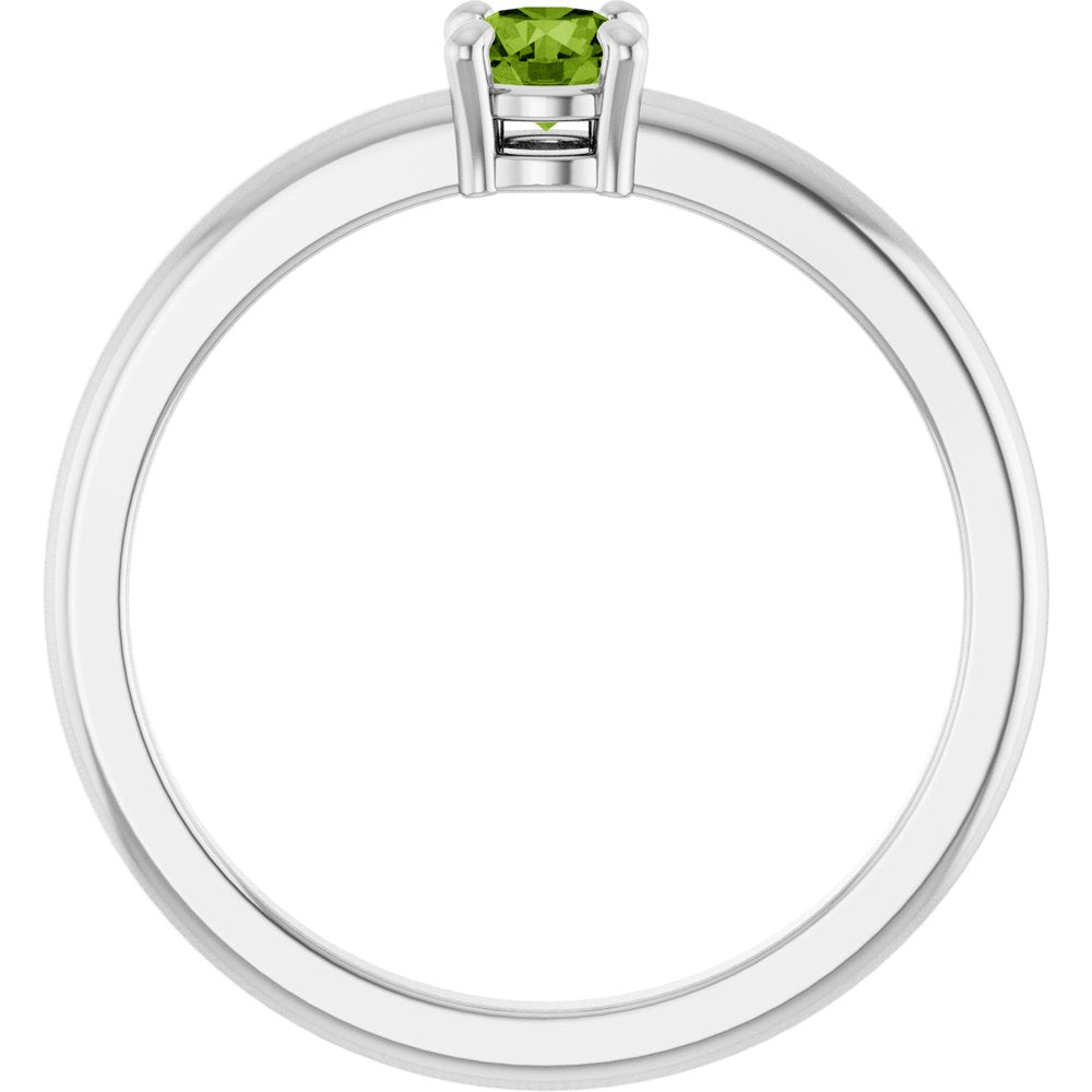 14K White Gold Natural Peridot Ring