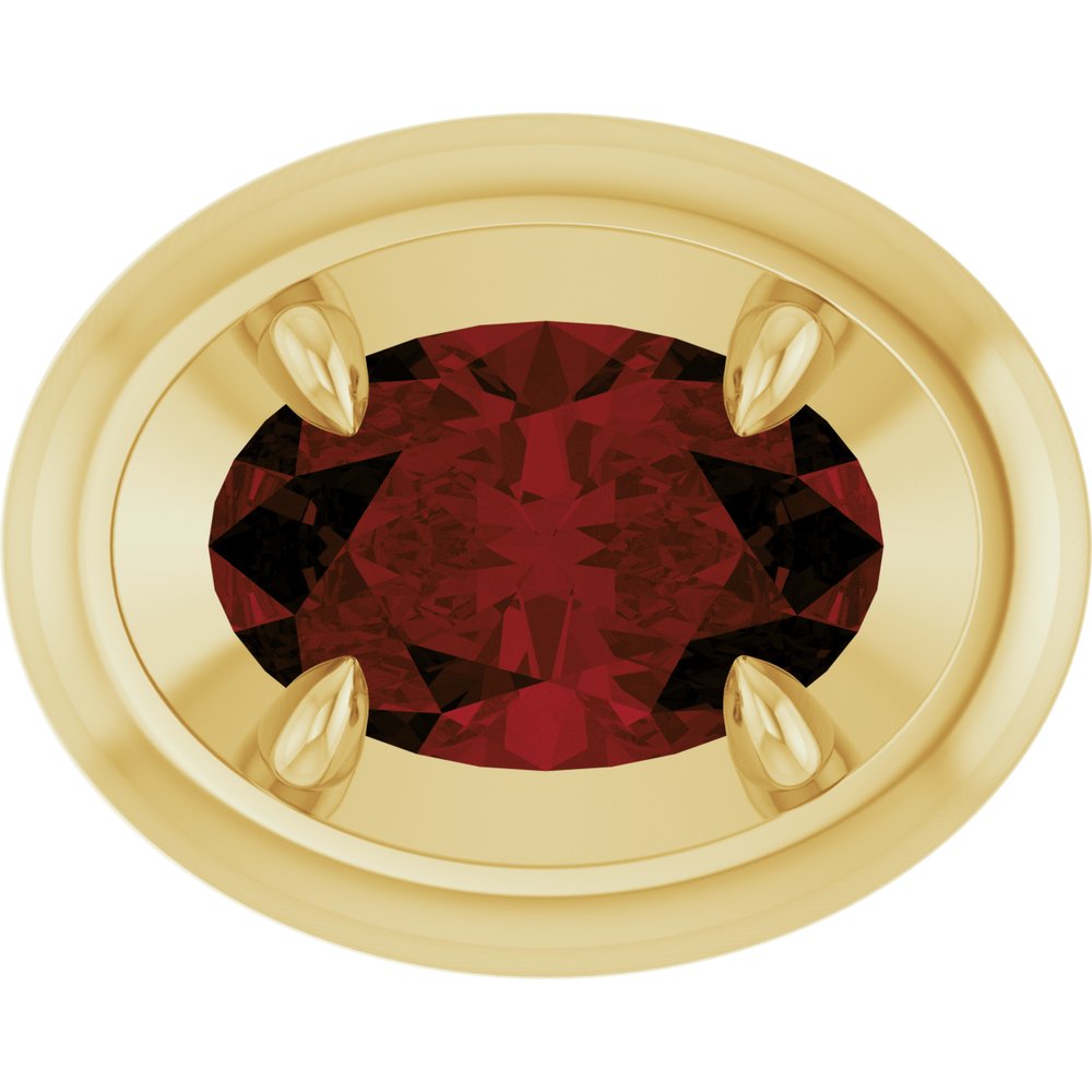 14K Yellow Gold 8x6 mm Natural Mozambique Garnet Solitaire Slide Pendant