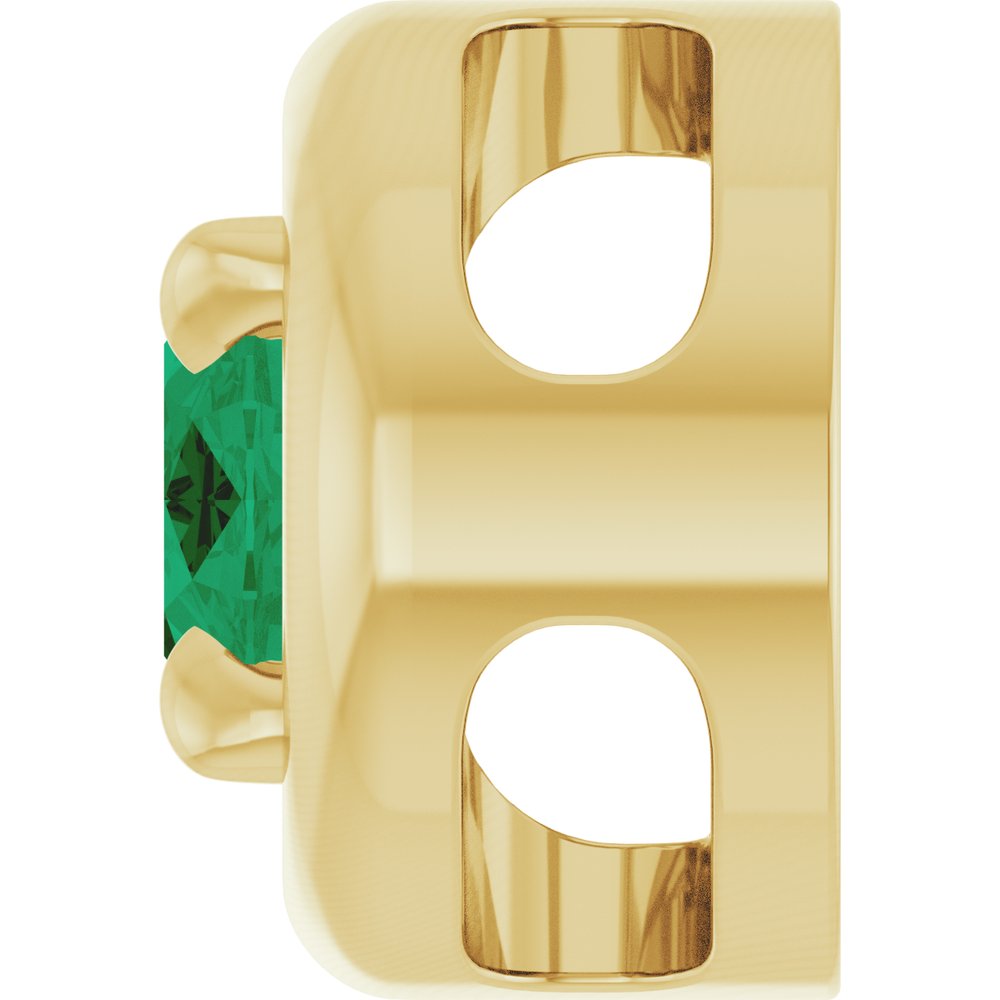 14K Yellow Gold 6x4 mm Lab-Grown Emerald Solitaire Slide Pendant