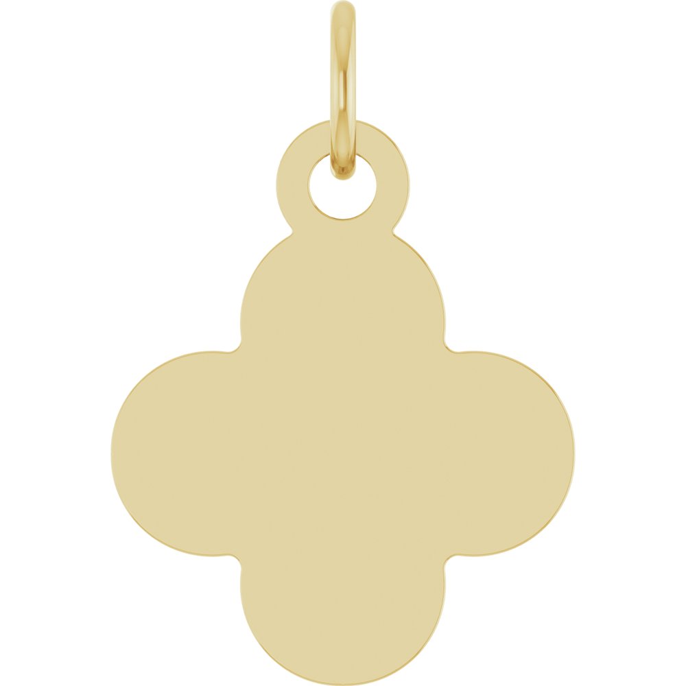14K Yellow Gold Engravable Clover Pendant