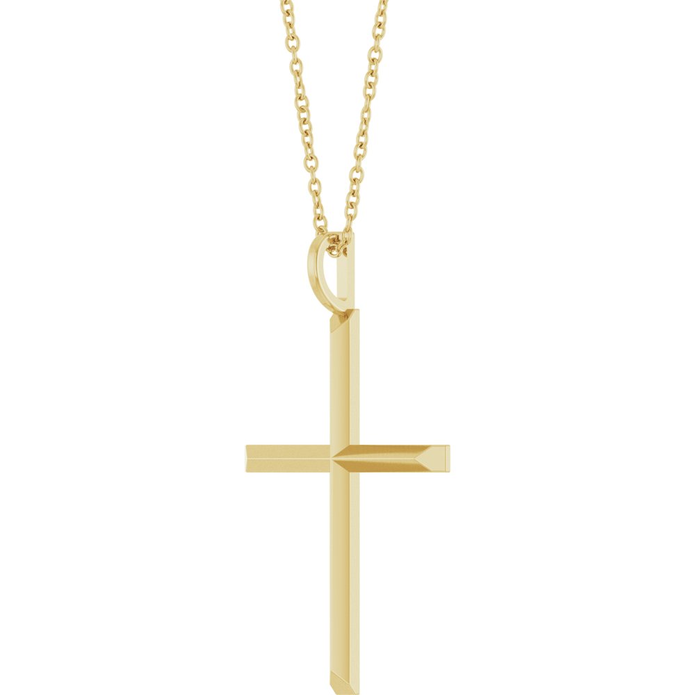 14K Yellow Gold Knife-Edge Cross 16-18" Necklace