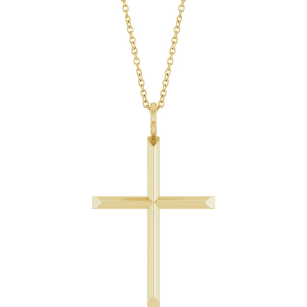 14K Yellow Gold Knife-Edge Cross 16-18" Necklace