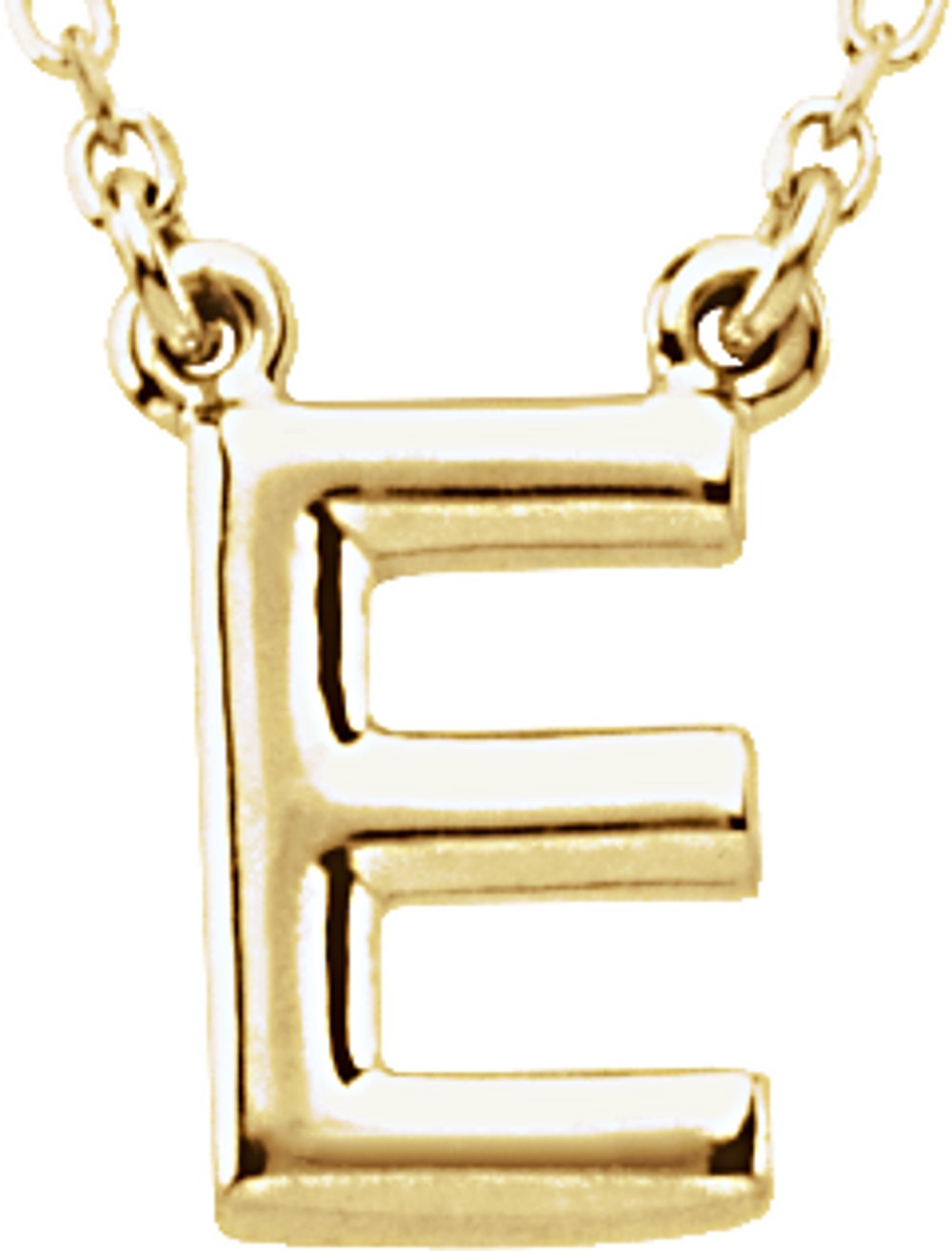 14K Yellow Gold Block Initial E 16" Necklace