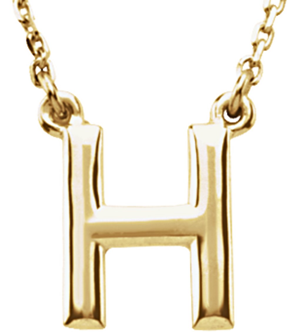 14K Yellow Gold Block Initial H 16" Necklace