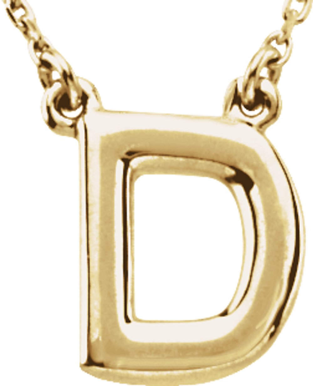 14K Yellow Gold Block Initial D 16" Necklace