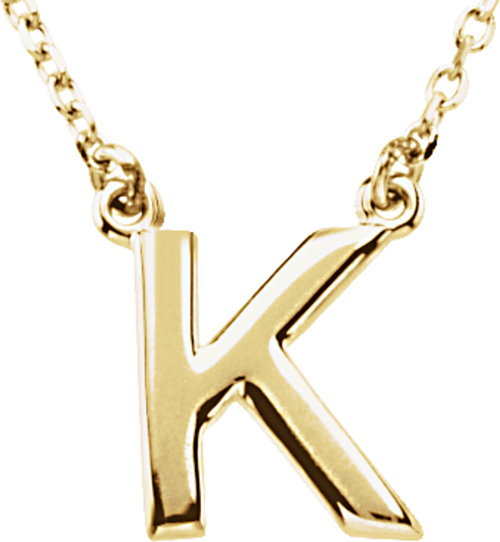 14K Yellow Gold Block Initial K 16" Necklace