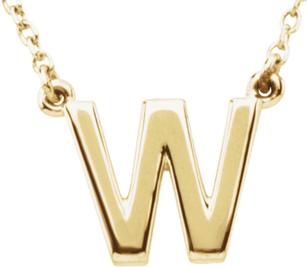14K Yellow Block Initial W 16" Necklace