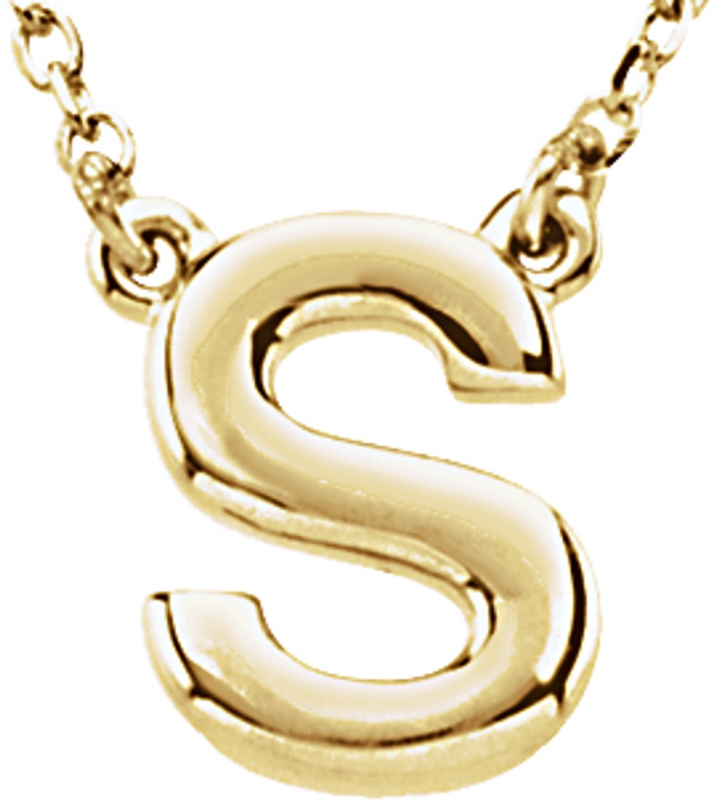 14K Yellow Gold Block Initial S 16" Necklace