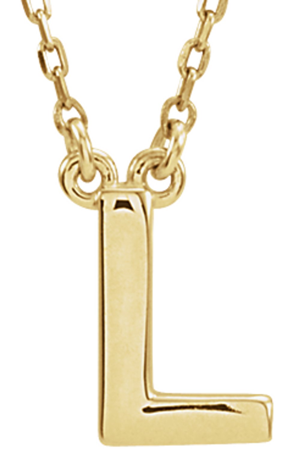 14K Yellow Gold Block Initial L 16" Necklace