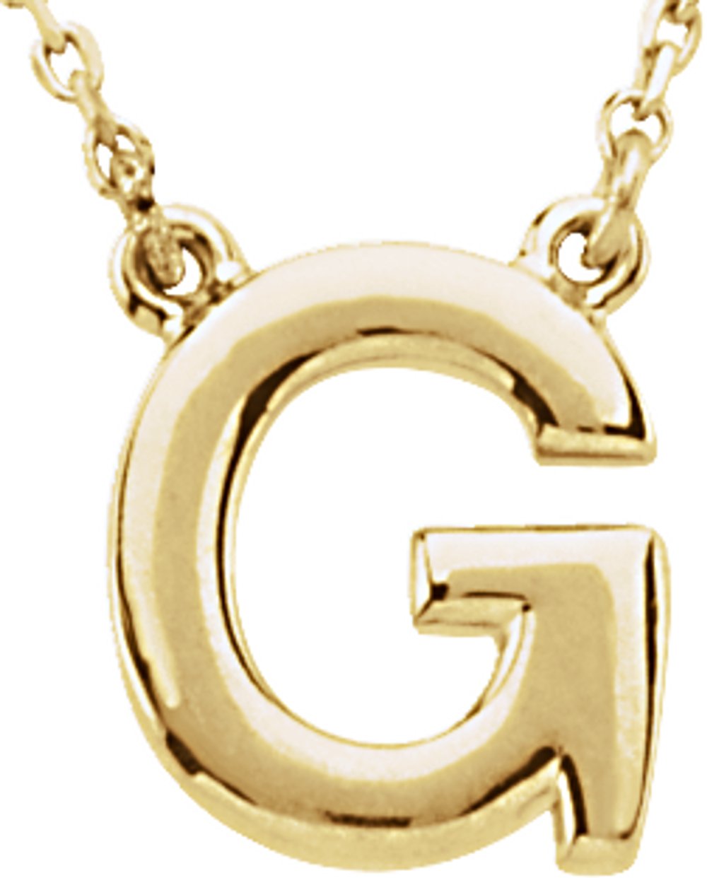 14K Yellow Gold Block Initial G 16" Necklace