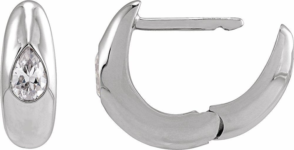 Sterling Silver 1/3 CTW Lab-Grown Diamond 11.3 mm Hoop Earrings