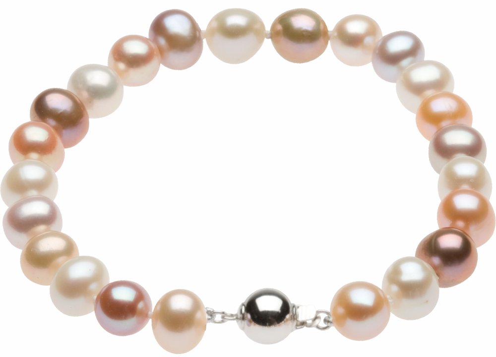 Sterling Silver Cultured Multi-Color Freshwater Pearl 7 3/4" Bracelet